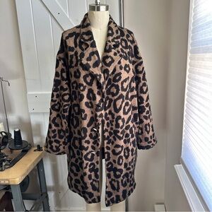 Women’s Leopard Knit Jacquard Cardigan Coat